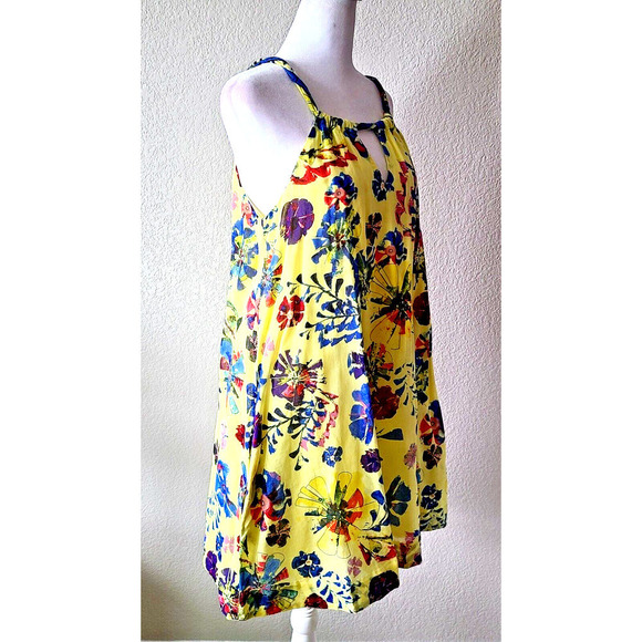 Anthropologie x Vanessa Virginia Halter Dress Sz 2 Floral Sundress‎ Yellow Strap - Picture 5 of 11